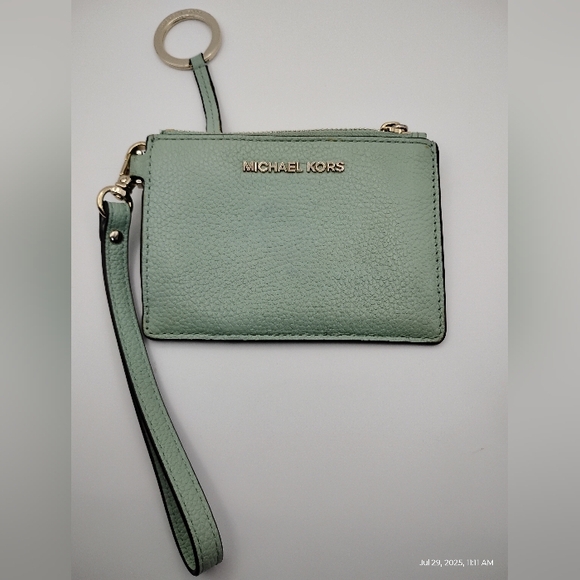 Michael Kors Handbags - Michael Kors Mint Green Leather Wristlet/Cardholder